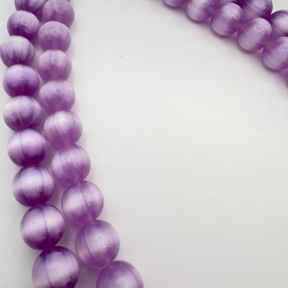 Vintage Mid Century Moonglow Bubble Beaded Necklace Purple - Picture 3 of 7